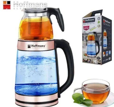 Електрочайник Hoffmans HM-7827 скляний із заварником 2.2L+0.5L 1800W VB-1243118 фото