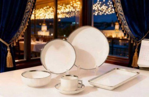Обідній столовий сервіз Royal Grace RG 6803 із фарфору на 6 персон, 32 предмети, універсальний набір посуду для дому та святкового столу VB-1287466-01 фото