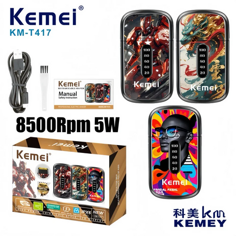 Професійна акумуляторна електробритва шейвер Kemei KM-T417 5W 8500 RPM для щоденного гоління обличчя VB-1284429 фото