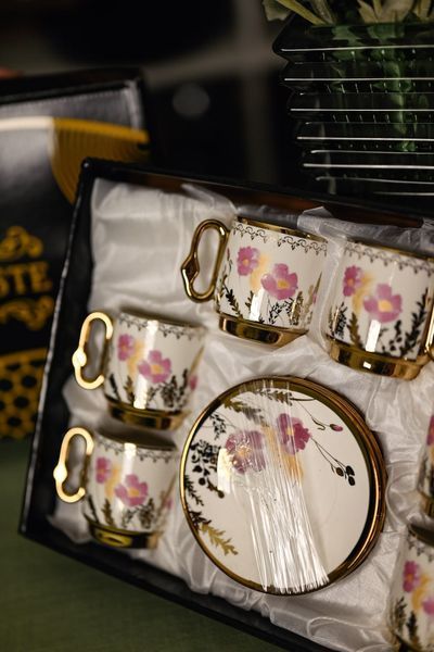 Кавовий сервіз керамічний Royal Grace RG 166 на 6 персон 12 предметів з чашками та блюдцями VB-1284463 фото