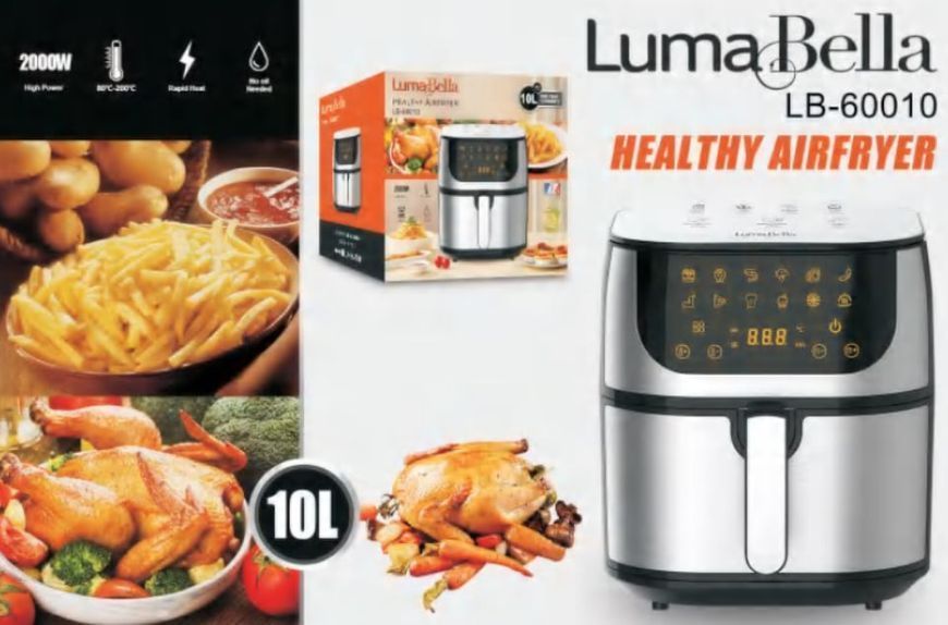 Аерофритюрниця LumaBella LB-60010, 2000 Вт, 10 л VB-1222243 фото