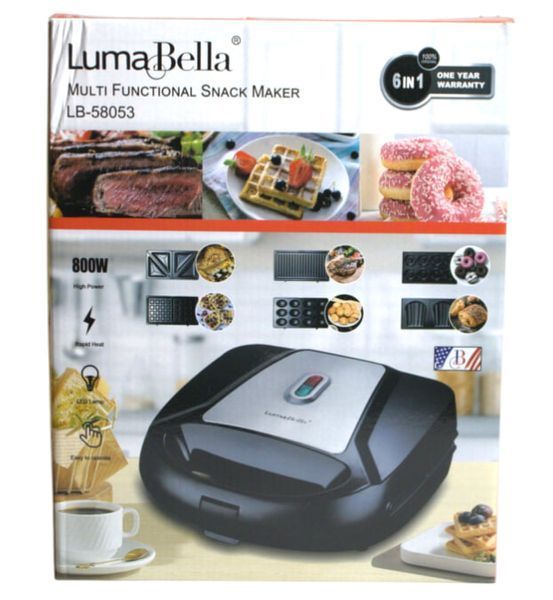 Сендвічниця LumaBella LB-58053, 6 в 1, 800 Вт VB-1222532 фото